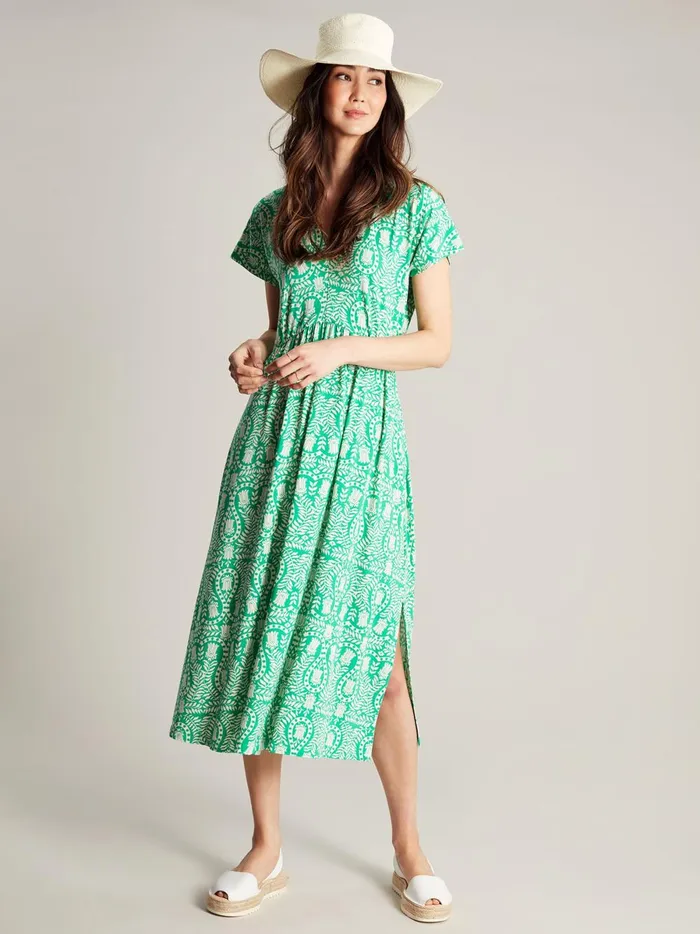 Joules Dresses Women Green Jersey VNeck Beach Dress