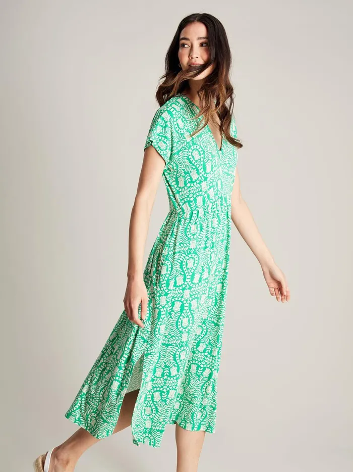 Joules Dresses Women Green Jersey VNeck Beach Dress
