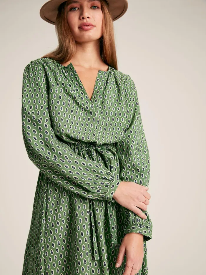 Joules Dresses Women Green Long Sleeve Belted Midi Dress