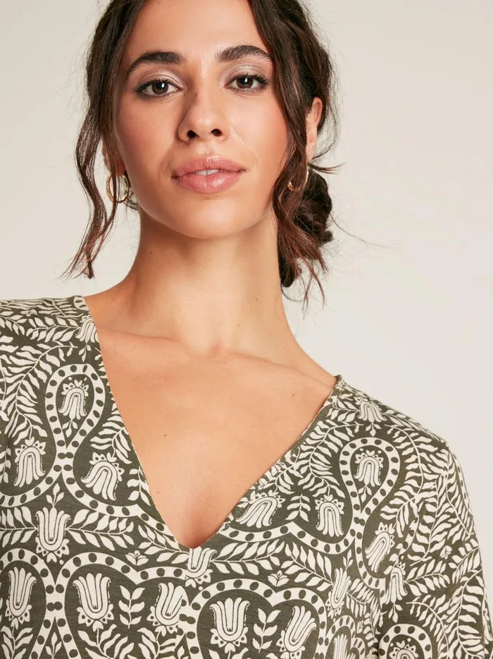 Joules Dresses Women Green Printed Long Sleeve Midaxi Dress With Pockets