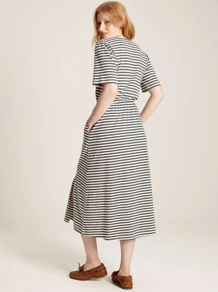Joules Dresses Women Grey Striped Wrap Midi Dress