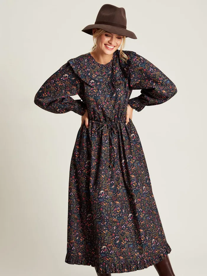Joules Dresses Women Navy Blue Frill Bib Dress