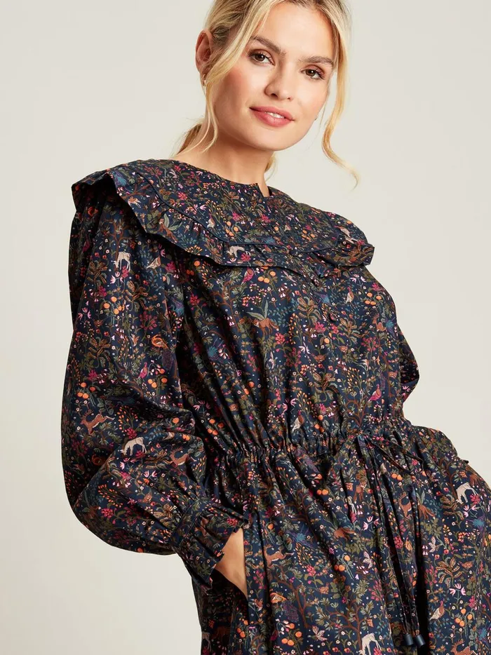 Joules Dresses Women Navy Blue Frill Bib Dress