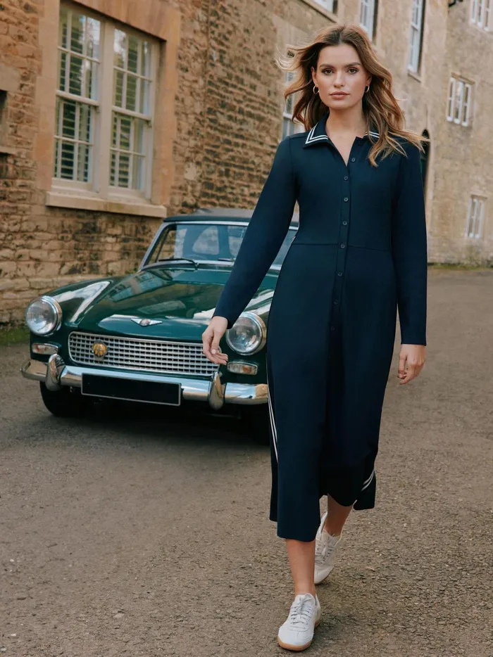 Joules Dresses Women Navy Button Down Ponte Jersey Dress