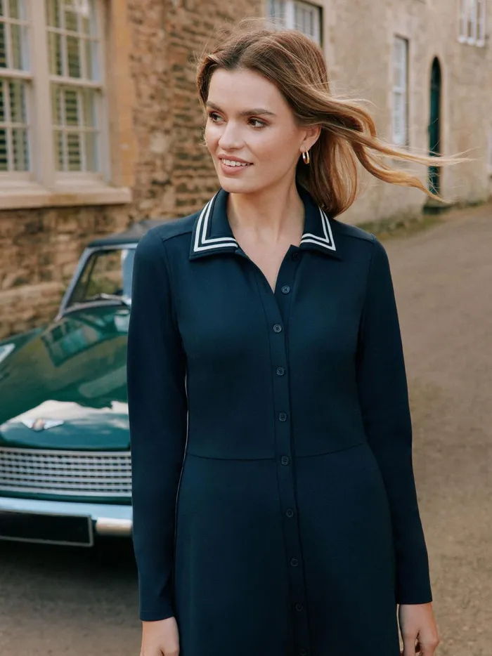 Joules Dresses Women Navy Button Down Ponte Jersey Dress