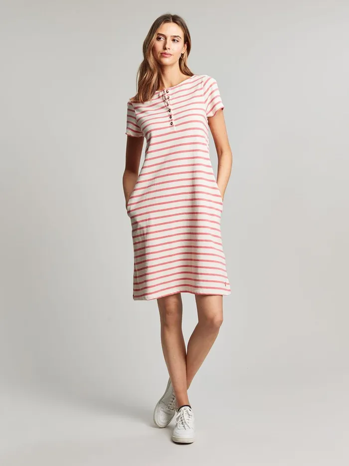 Joules Dresses Women Pink Henley Button Down ALine Dress