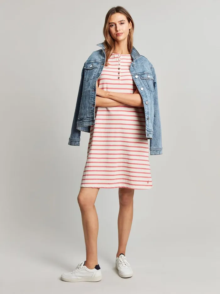 Joules Dresses Women Pink Henley Button Down ALine Dress