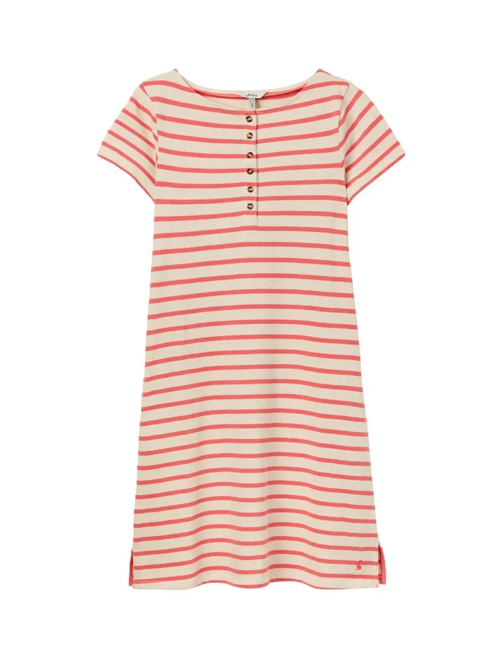 Joules Dresses Women Pink Henley Button Down ALine Dress