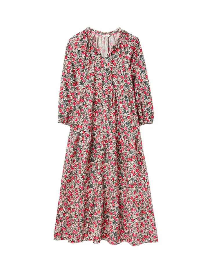 Joules Dresses Women White Melody Tiered Scallop Frill Neck Dress