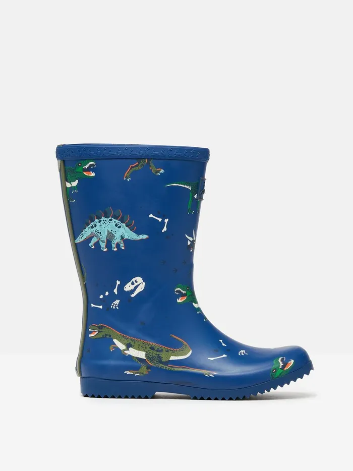 Joules Footwear Boys Blue Roll Up Flexible Printed Wellies
