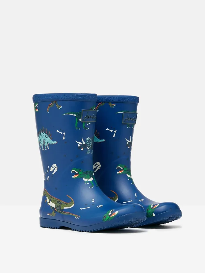 Joules Footwear Boys Blue Roll Up Flexible Printed Wellies