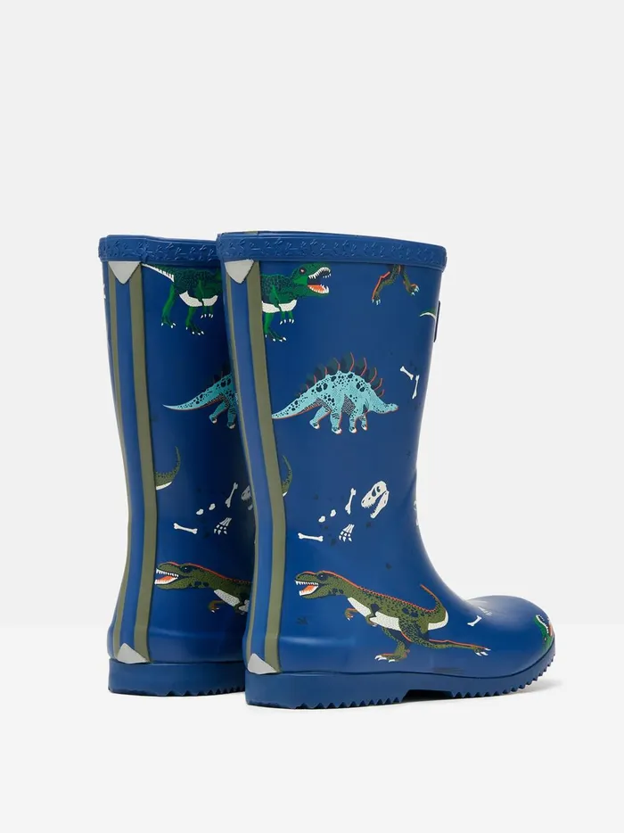 Joules Footwear Boys Blue Roll Up Flexible Printed Wellies