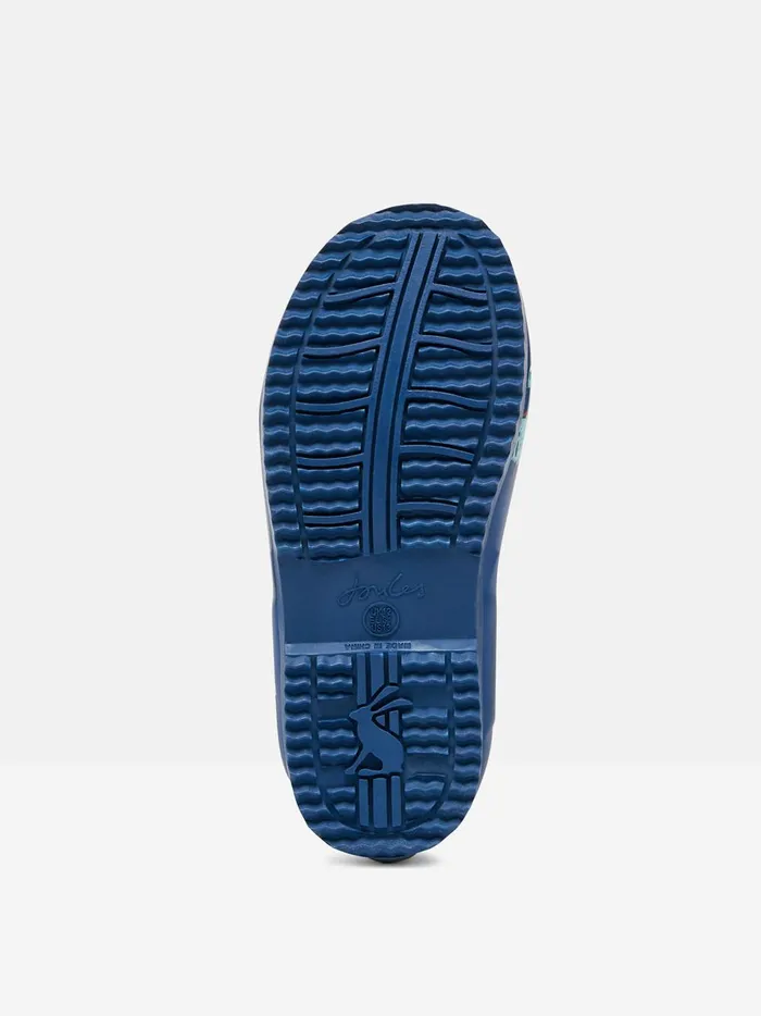 Joules Footwear Boys Blue Roll Up Flexible Printed Wellies