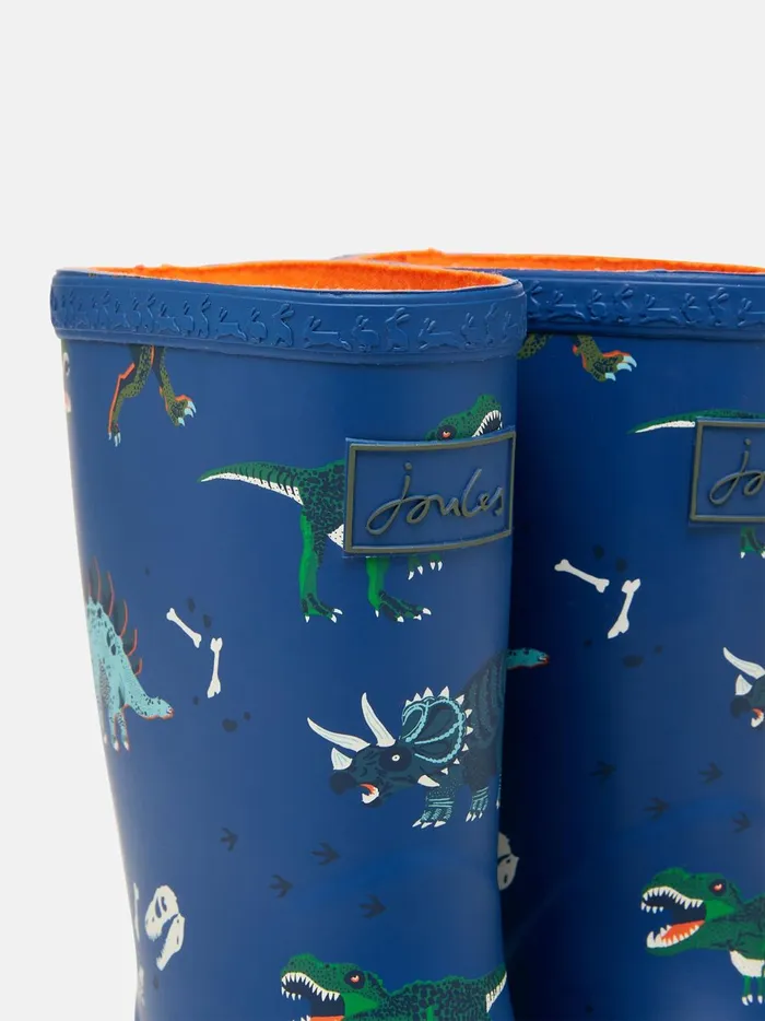 Joules Footwear Boys Blue Roll Up Flexible Printed Wellies