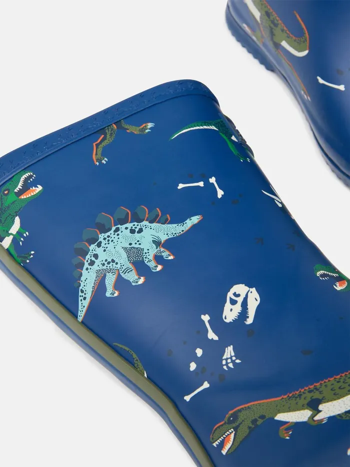 Joules Footwear Boys Blue Roll Up Flexible Printed Wellies