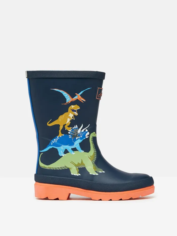 Joules Footwear Boys Navy Dinosaur Printed Wellies