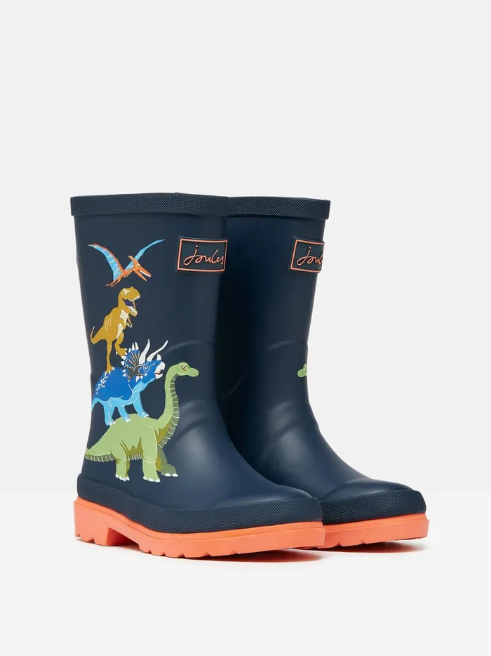 Joules Footwear Boys Navy Dinosaur Printed Wellies