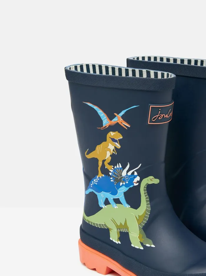 Joules Footwear Boys Navy Dinosaur Printed Wellies