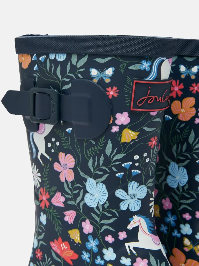 Joules Footwear Girls Navy Blue Printed Wellies