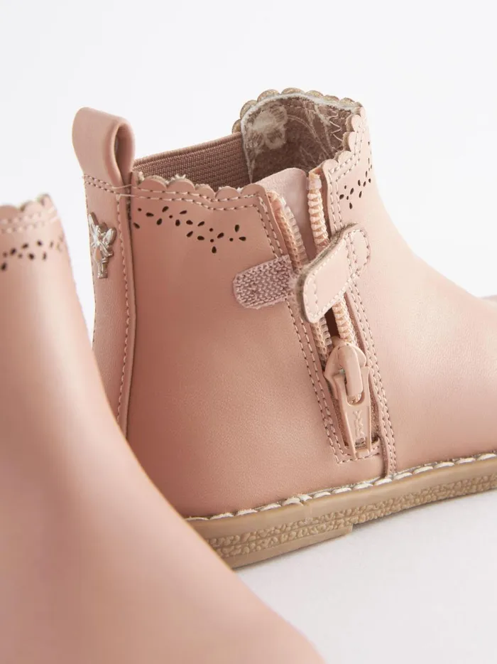 Joules Footwear Girls Next Pink CutOut Detail Chelsea Boots