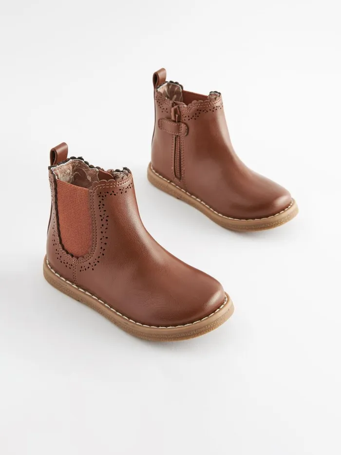 Joules Footwear Girls Next Tan Brown CutOut Detail Chelsea Boots