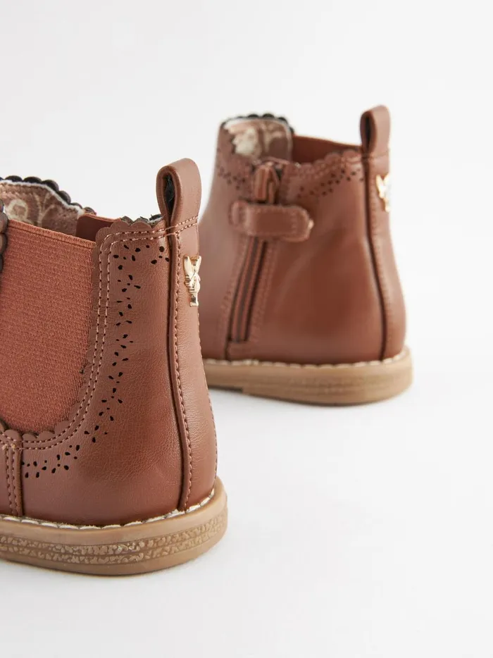 Joules Footwear Girls Next Tan Brown CutOut Detail Chelsea Boots