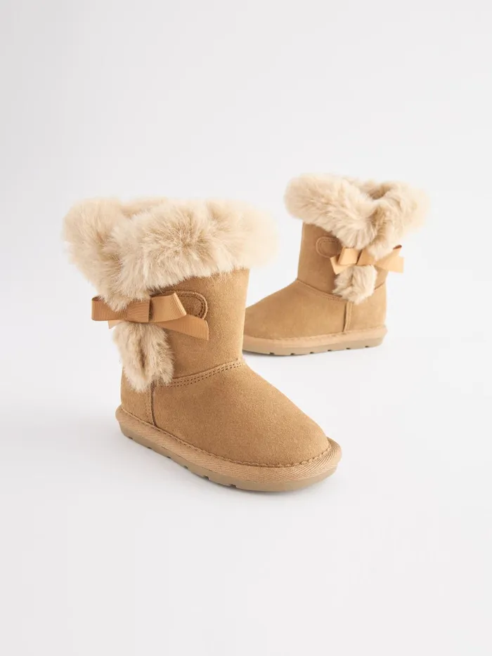 Joules Footwear Girls Next Tan Brown Suede Water Repellent PullOn Boots