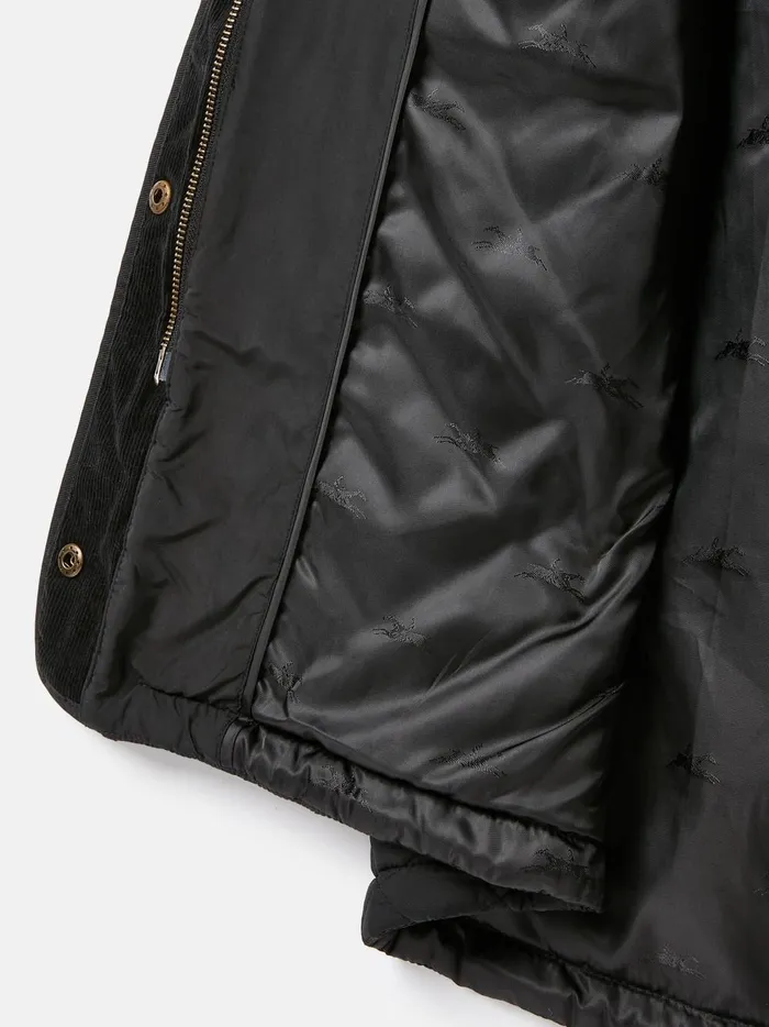 Joules Gilets Women Black Showerproof Long Diamond Quilted Gilet With Hood