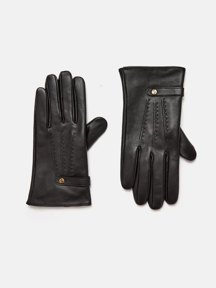 Joules Gloves Women Black Leather Gloves