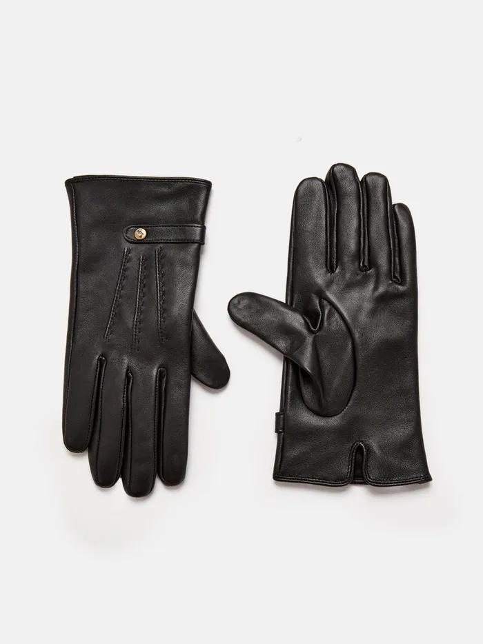 Joules Gloves Women Black Leather Gloves