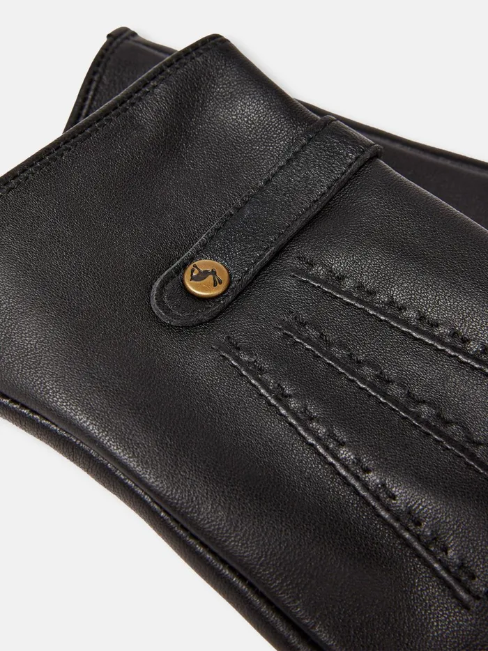 Joules Gloves Women Black Leather Gloves