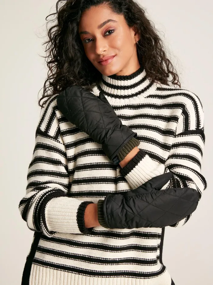 Joules Gloves Women Black Quilted Mittens