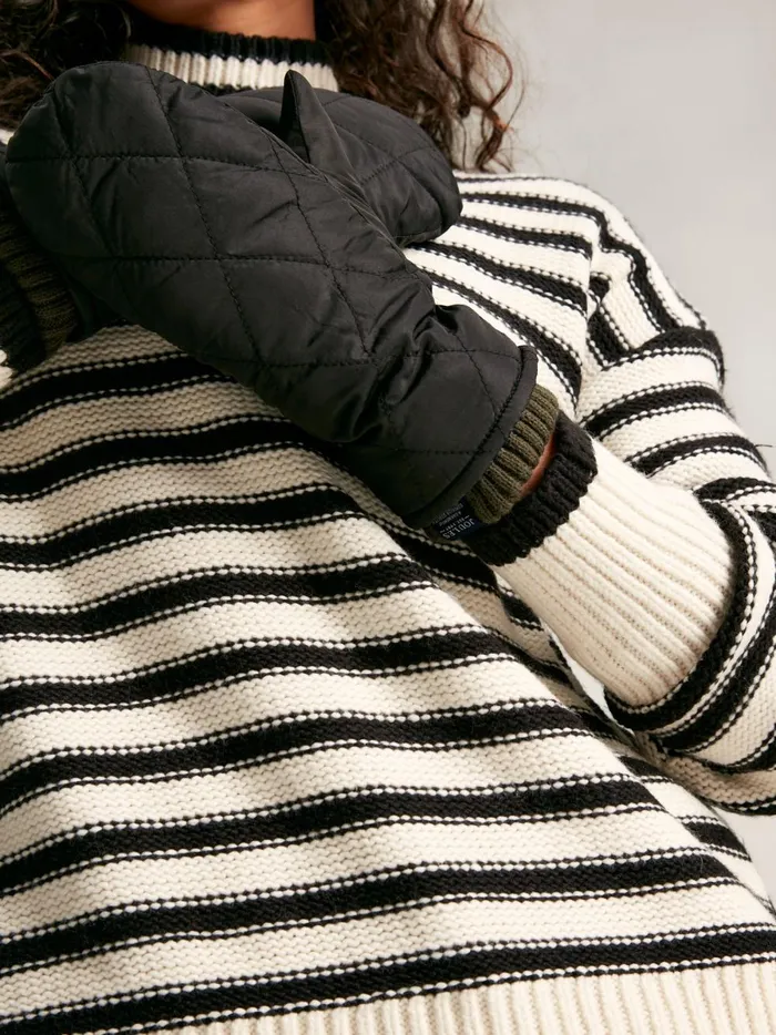 Joules Gloves Women Black Quilted Mittens