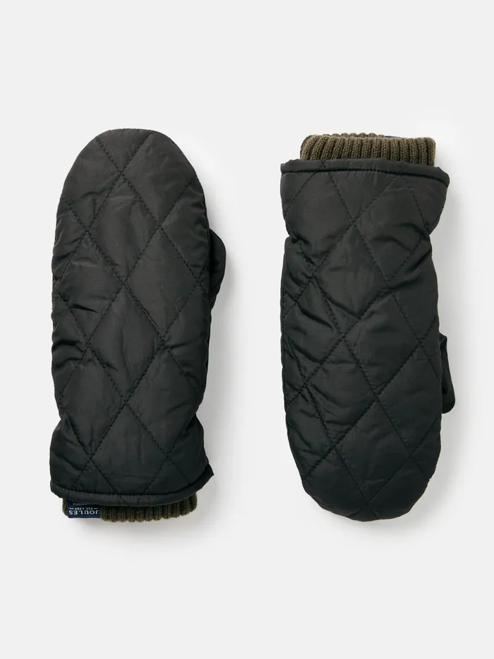 Joules Gloves Women Black Quilted Mittens