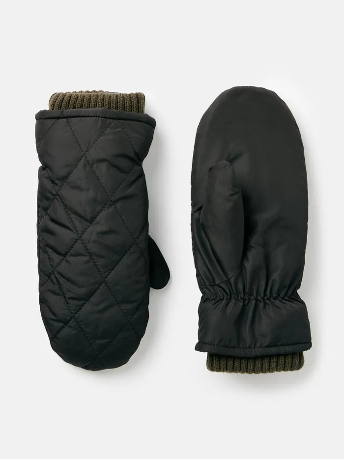 Joules Gloves Women Black Quilted Mittens