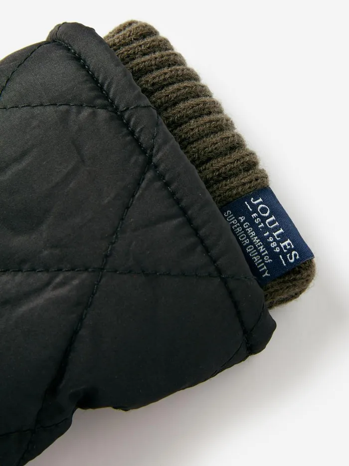 Joules Gloves Women Black Quilted Mittens