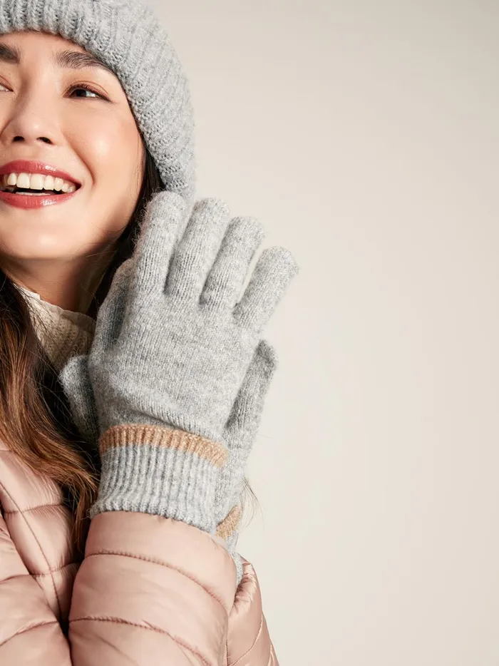 Joules Gloves Women Grey Knitted Gloves