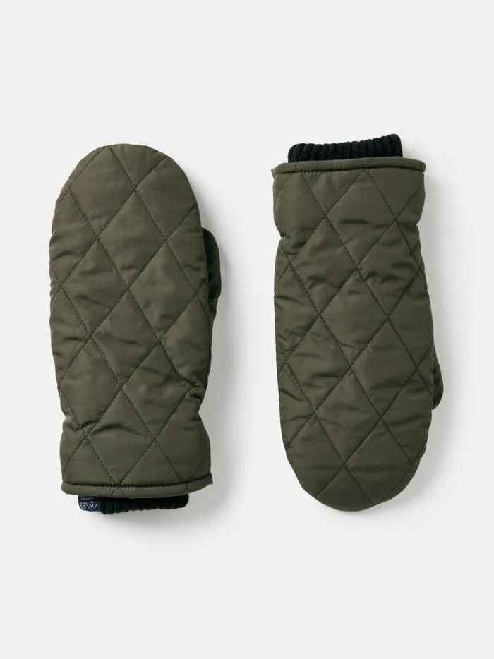 Joules Gloves Women Khaki Green Quilted Mittens