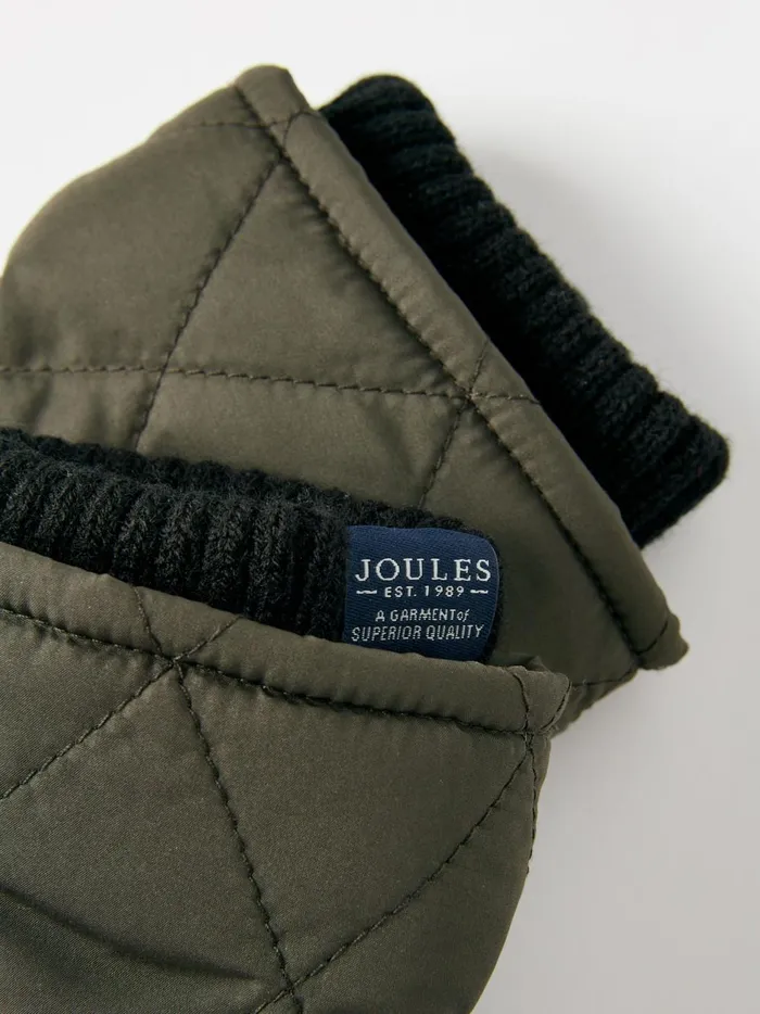 Joules Gloves Women Khaki Green Quilted Mittens