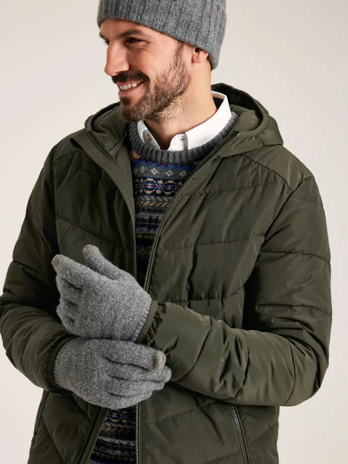 Joules Hats Gloves and Scarves Men Grey Knitted Gloves