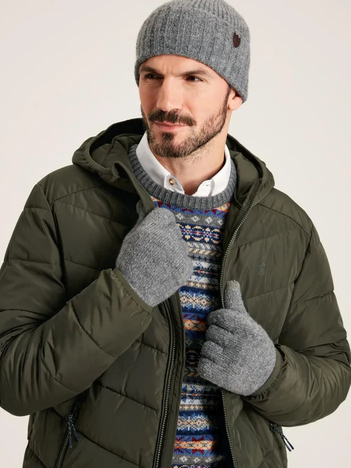 Joules Hats Gloves and Scarves Men Grey Knitted Ribbed Beanie