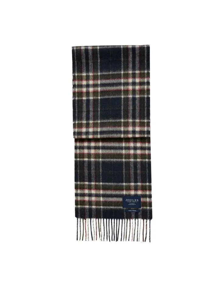 Joules Hats Gloves and Scarves Men Navy Check Wool Scarf