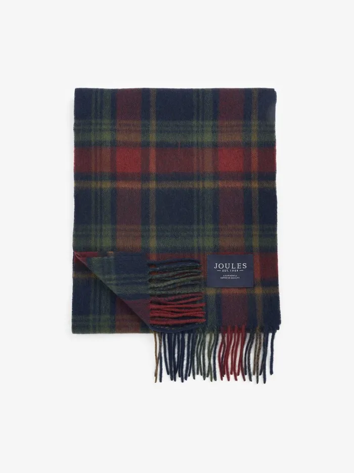 Joules Hats Gloves and Scarves Men RedNavy Check Wool Scarf