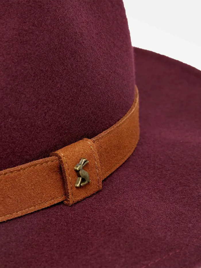 Joules Hats Women Burgundy Wool Fedora Hat