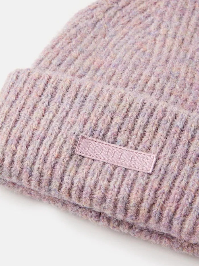 Joules Hats Women Lilac Oversized Knitted Beanie Hat