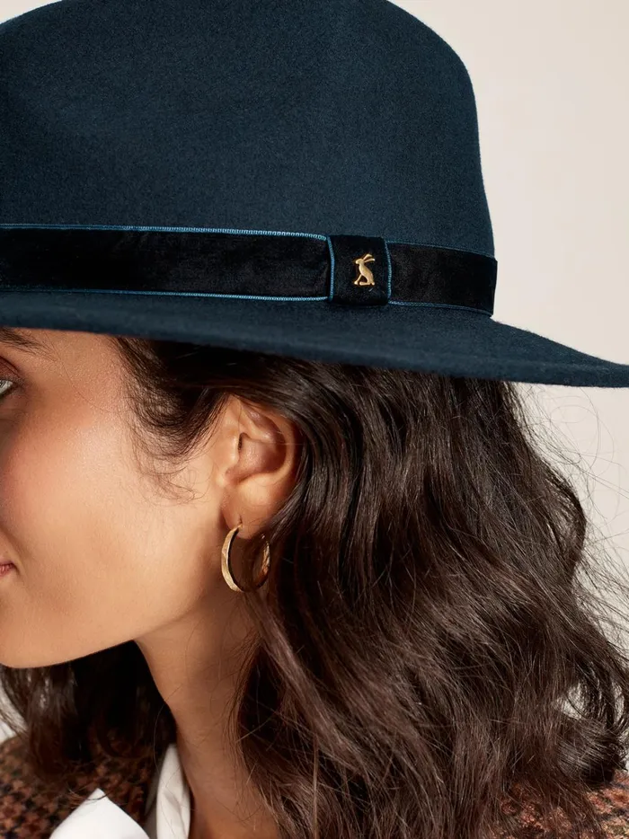Joules Hats Women Navy Wool Fedora Hat