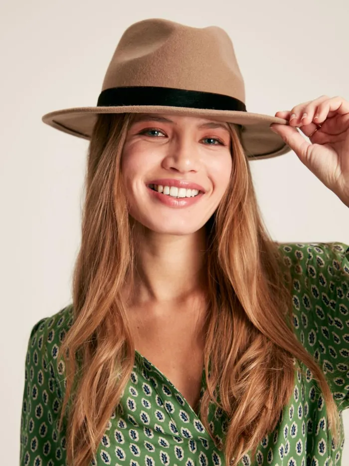 Joules Hats Women Neutral Wool Fedora