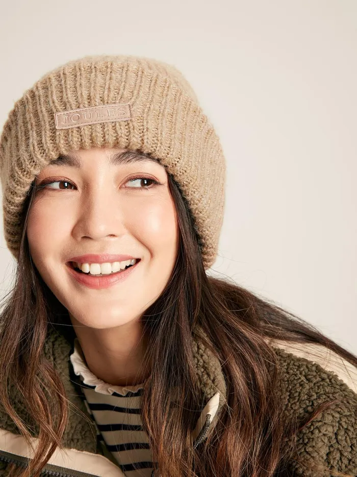 Joules Hats Women Oat Oversized Knitted Beanie Hat