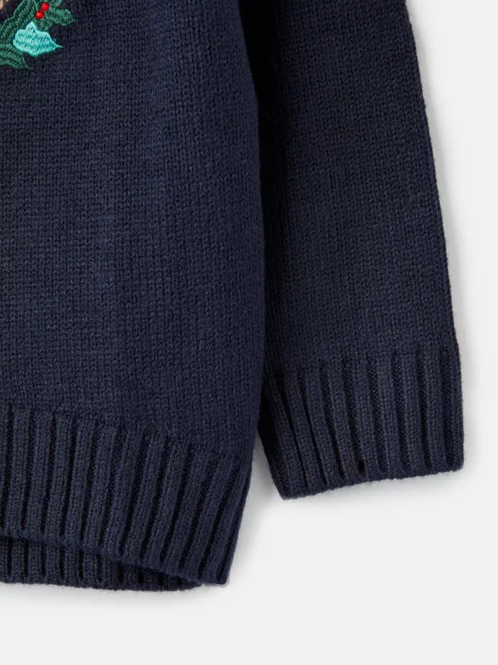 Joules Knitwear Girls Navy Horse Christmas Knitwear