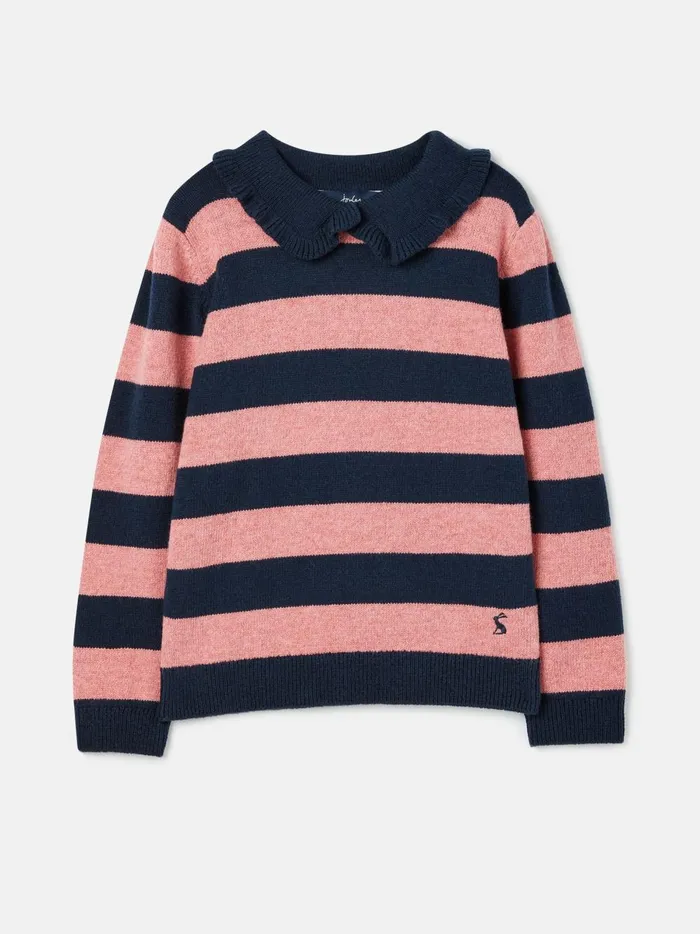 Joules Knitwear Girls NavyPink Stripe Knitted Long Sleeve Top